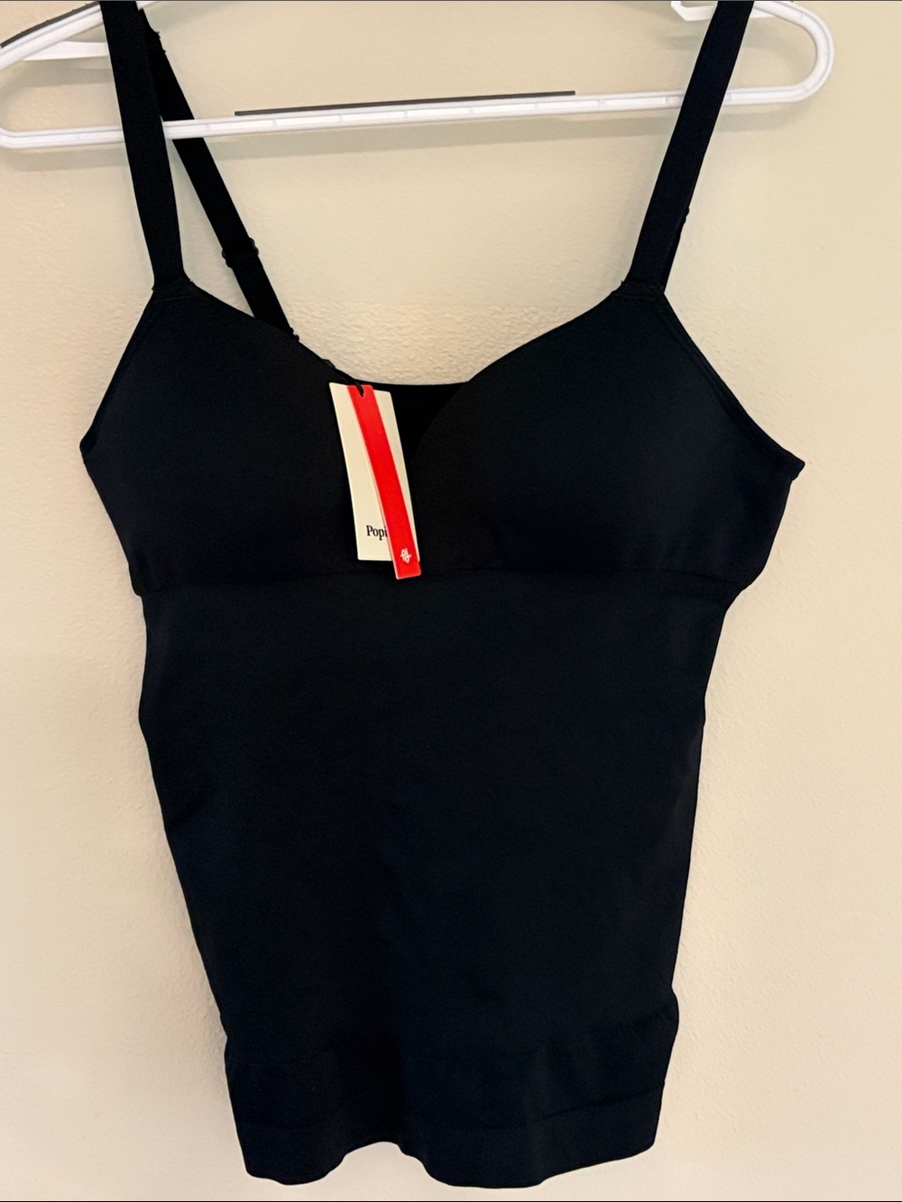 Black Seamless Support Cami with Adjustable Straps